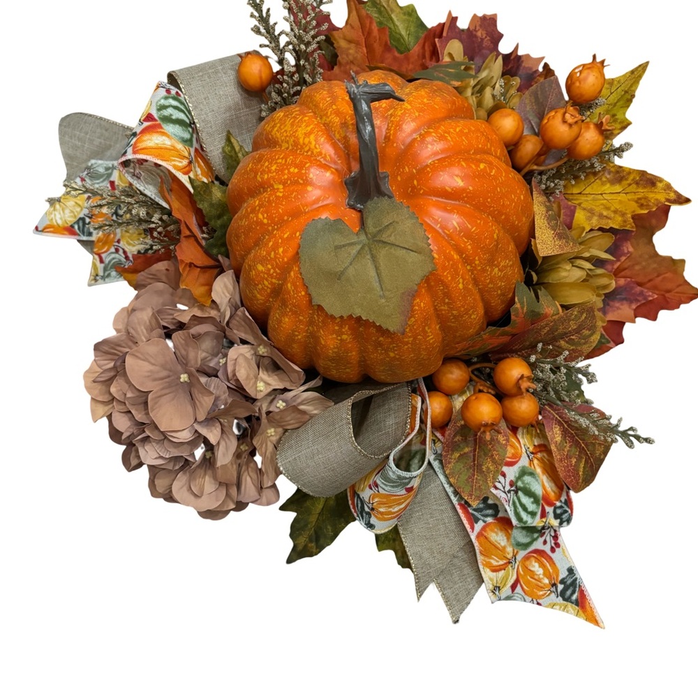 Homemade Autumn Harvest Pumpkin Table Center Piece - Orange and Brown